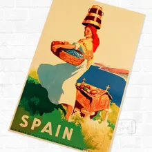 España chica pueblo viajes Tour paisaje Retro Vintage de póster pintura de DIY pegatinas de pared de pósteres casa Decoración Para Bar