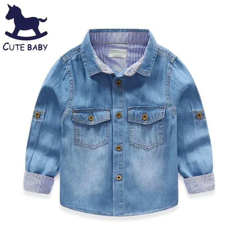 New 2016 Boys Shirts Children Denim Shirts Boy Casual Top Kids Fashion