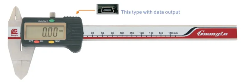 GUANGLU Цифровой Штангенциркуль с тонкими челюстями 0-150 мм/6 ''0,01 мм/дюймов Электронный микрометр из нержавеющей стали Штангенциркули измерительные инструменты
