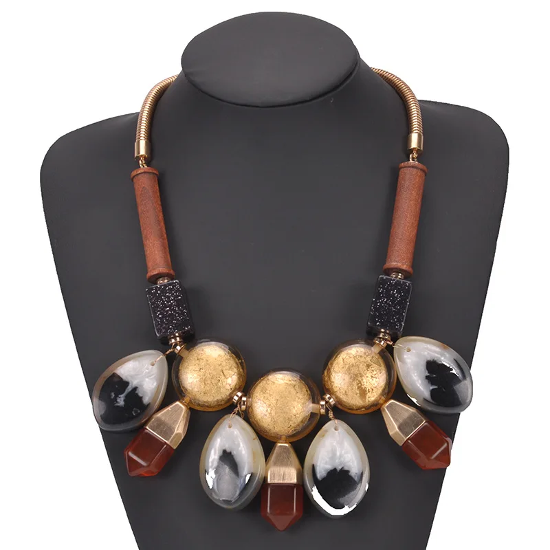 

2018 New Exaggerated Pendant Necklaces for Women Extravagant Glass Water Drop Colorful Neck Decoration NT139