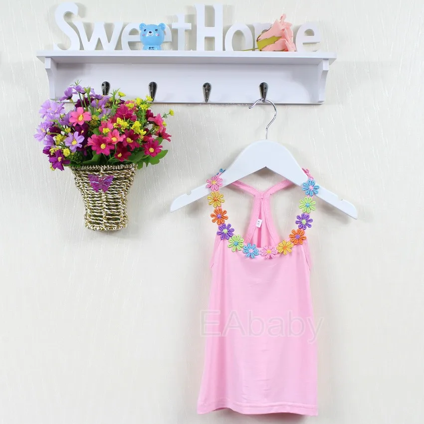 1 PCS Retail New Fashion Summer tanks Candy color flower More design vest for Girls camisoles outwear CX 1 PCS Retail New Fashion Summer tanks Candy color flower More design vest for Girls camisoles outwear CX