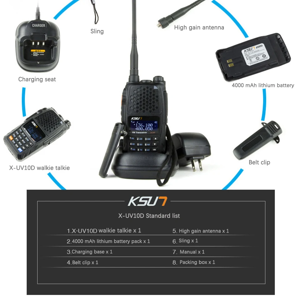 KSUN X-UV10D иди и болтай Walkie Talkie “иди и резервный аккумулятор от карикатор УКВ портативной рации двухстороннее Ham радио трансивер двухдиапазонный ручной иди и болтай Walkie Talkie двухстороннее радио коммуникатор