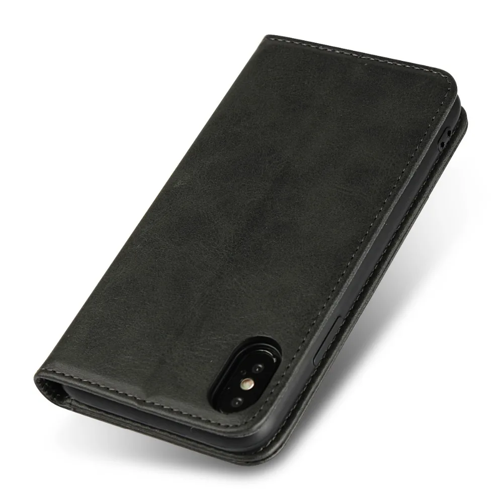 

Retro Leather Wallet Case for iPhone X 8 7 6s 6 plus Luxury Holder Flip Case for iPhone X Smartphone Phone Accessory Black