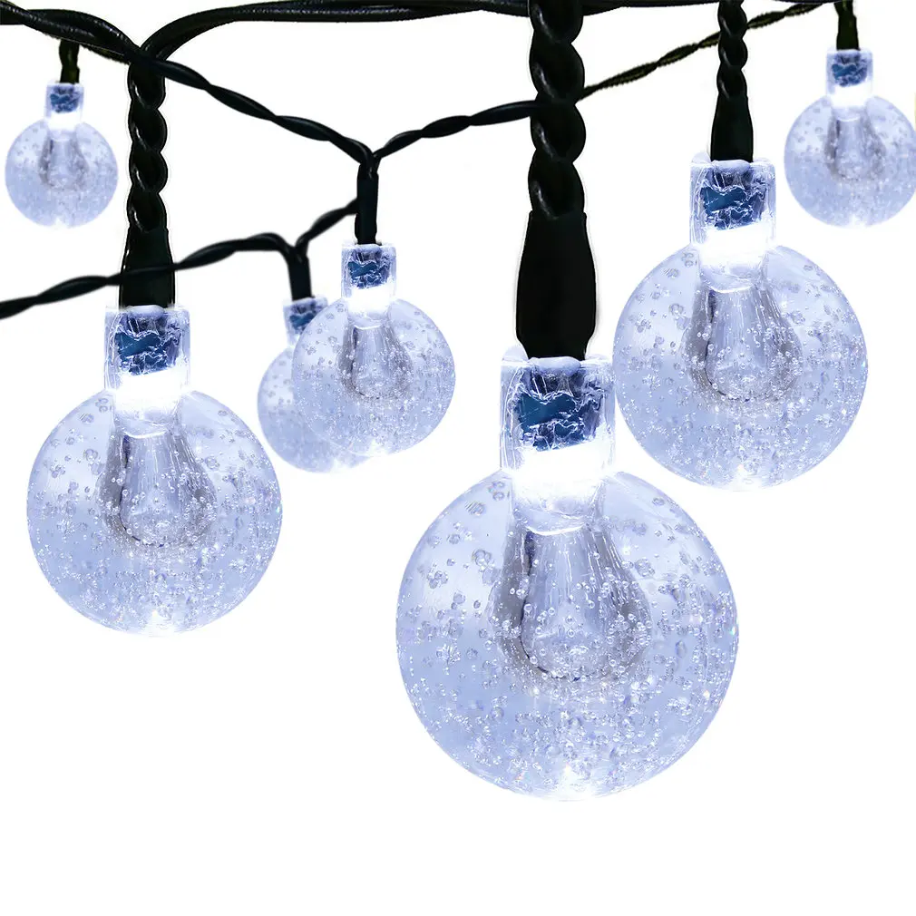 

30 LED Bubbles Solar String Lights Outdoor Global Lights Crystal Ball Fairy Decoration Christmas Party Home Lawn