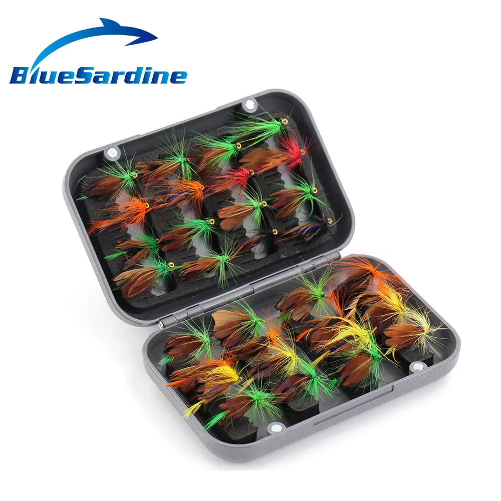 

BlueSardine 32PCS Fly Fishing Lures with Hook Butterfly Dry Artificial Baits Fishing Tackle