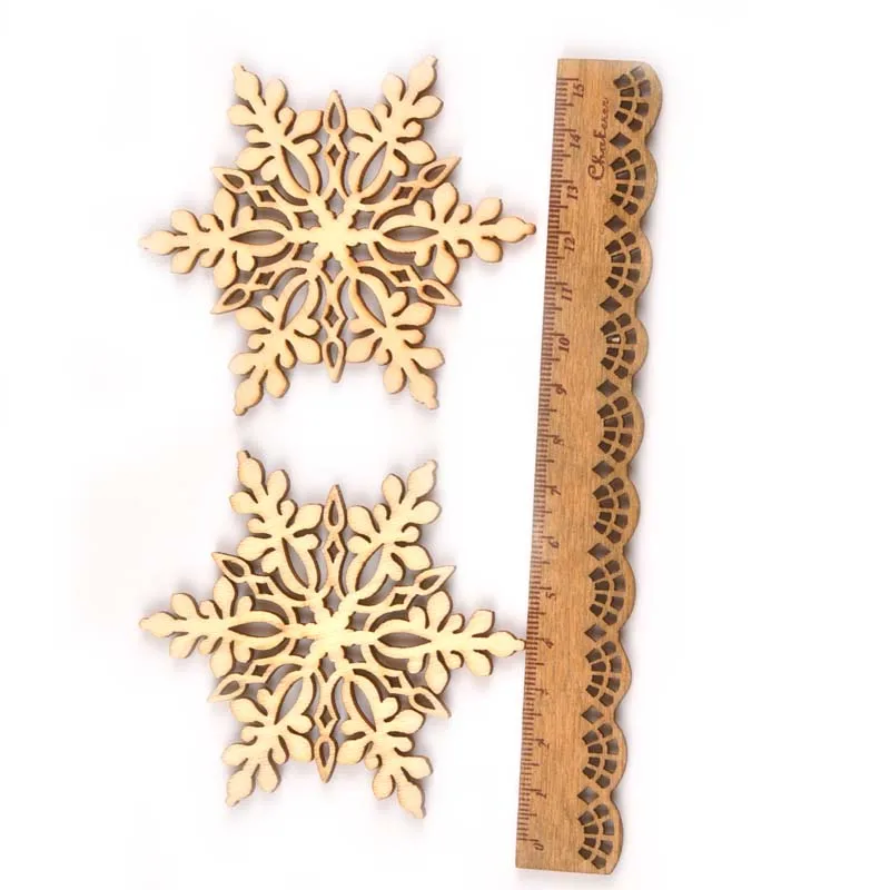 10 шт. 80 мм деревянные в форме снежинок работы по дереву ремесло для украшения дома Рождественская елка украшения DIY Скрапбукинг M0783