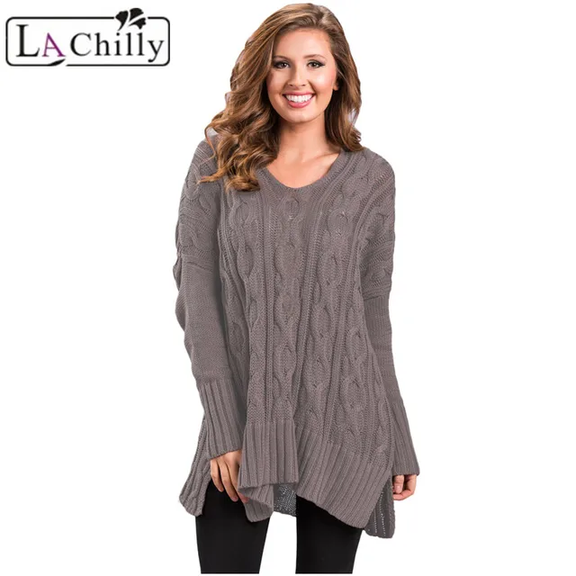 La Chilly New Arrival Winter Clothes Women Sweaters And Pullovers Plus Size XXL Black Long 