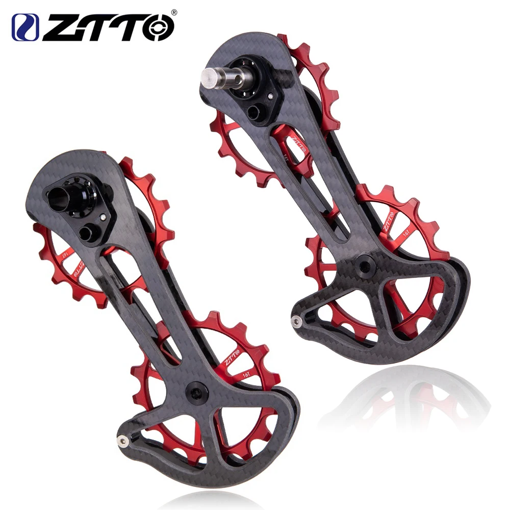 

ZTTO 16T Ceramic Jockey Wheel Road Bike Carbon Fibre Bicycle Derailleur Cage Ultralight Oversize System Lower Pulley