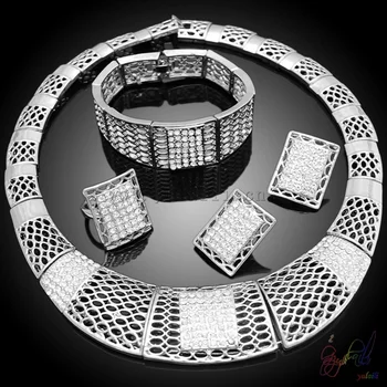 

Yulaili hot trendy big jewelry sets sliver cubic zirconia similar key style can bring in to party show
