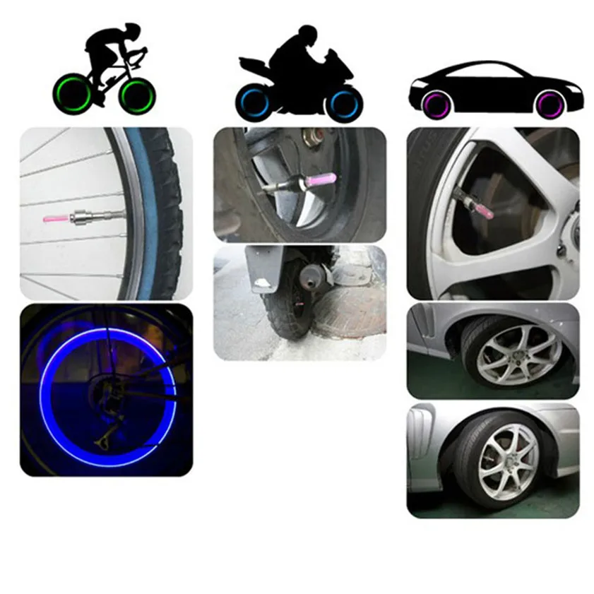 Высокое качество 2 шт для велосипеда, мотоцикла, машины бандаж колеса Колпачок Клапана светодиодный неоновый фонарик светло-голубой