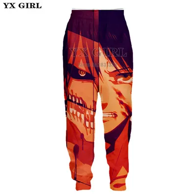 YX GIRL/Новинка года; модные мужские Джоггеры в стиле 3d Attack On Titan; штаны в стиле хип-хоп; спортивные брюки для мужчин; сезон весна-осень; длинные брюки; Прямая поставка