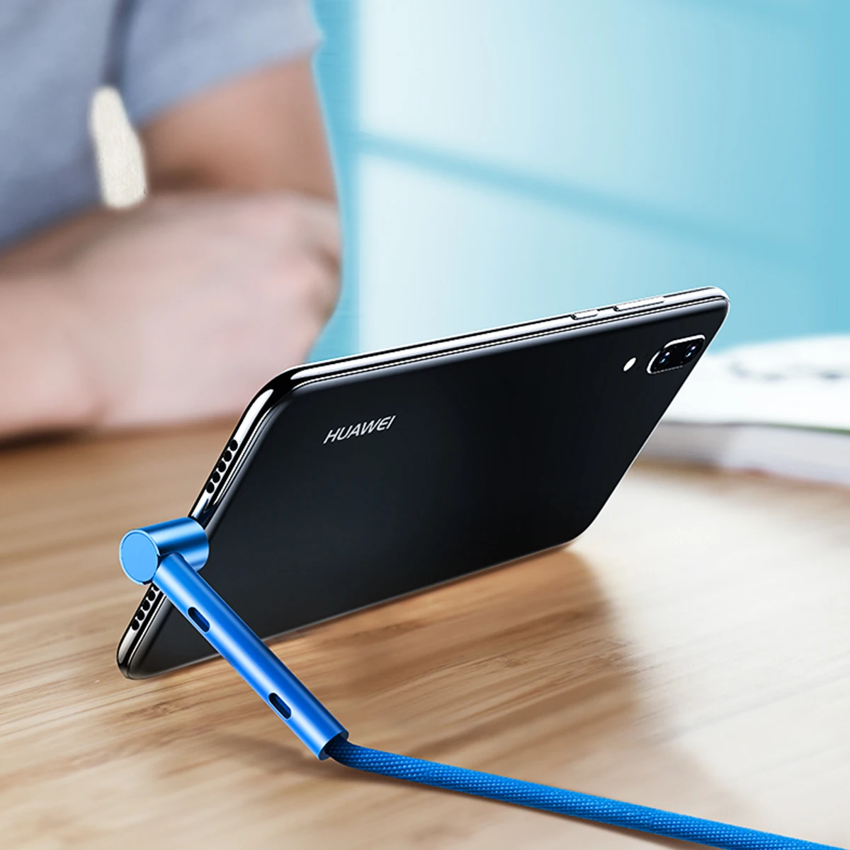 2 в 1 usb type C кабель держатель провода для samsung Galaxy Xcover 4S M40 M30 Xiaomi Mi9 9 T металлический нейлон Быстрая зарядка кабель синхронизации данных - Цвет: Синий