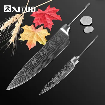 

XITUO New DIY handmade Knife Blank 7CR17MOV Stainless Steel knife Billet Material Tool Parts 8" chef knife kitchen accessories
