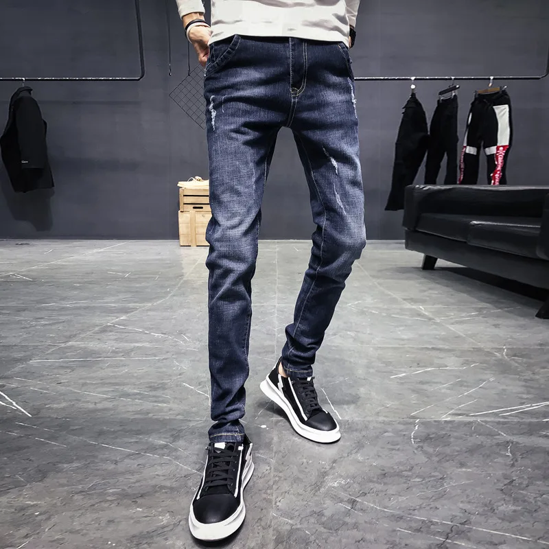 Fashoin Mens Jeans Brand Slim Fit Denim Pants Hip Hop Mens Skinny Jeans Pants Men Elasticity Solid Pencil Jeans for Men
