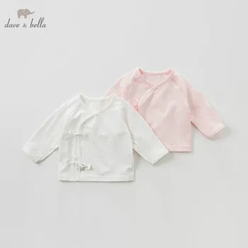

DBH10025 dave bella spring new born baby girls sleep printed pajamas tops baby pink boutique tops