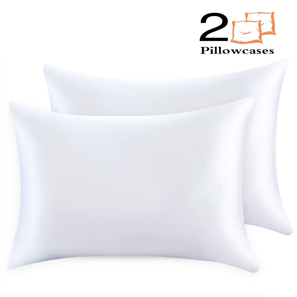 

2PCS Faux Silk Satin Classic Pillowcase Pure Emulation Square Silk Pillowcase Cover Chair Seat Soft Plain Pillow Case