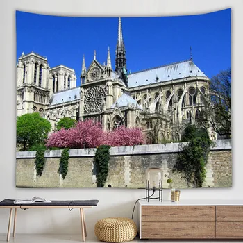 

Commemorate Notre Dame De Paris Printing Wall Tapestry Canvas Fabric Hippie Boho Wall Hanging Decor Tapestry Home Decoration Rug
