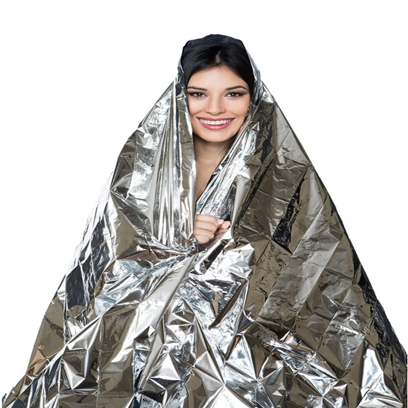 

Outdoor Water Proof Emergency Survival Rescue Blanket Foil Thermal Space First Aid Sliver Rescue Curtain Military Blanket