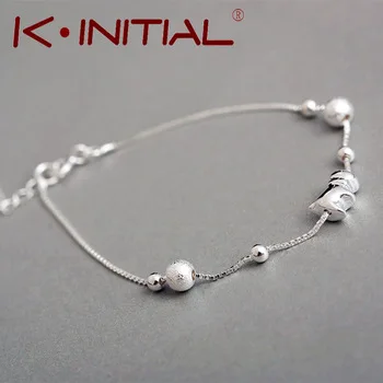 Kinitial Women Stylish Personalized Bracelets 925 Silver Pets Dogs Lover Animal Beads Charms Pendant Bracelet Bangle Jewelry