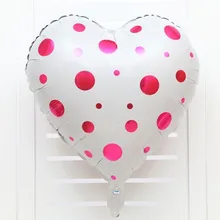 White wave point balloon 5pcs/lot18 inch red heart-shaped foil balloons wedding decoration baby birthday party ballon supplies holiday party heart shaped grid decoration for balloon translucent white
