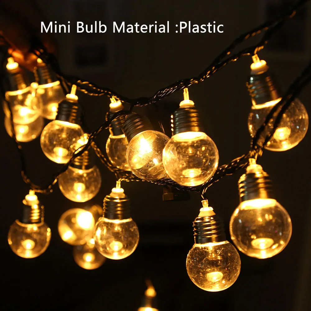 EU US Plug LED Retro Lamp Bulbs 6M 220V 110V 20 Leds Clear Ball String Light Warm White Xmas Holiday Wedding Garland Home Decor (14)