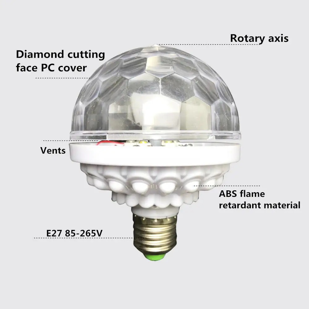 Прямая поставка E27 6 W красочные Авто вращающийся RGB светодиодный лампы свет этапа вечерние лампы диско для украшения дома освещения лампы