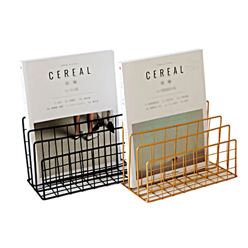 

3 Layers Nordic Creative Simple Wrought Iron Desktop Storage Rack Bookshelf Documents Magazine Storage Box Office Racks