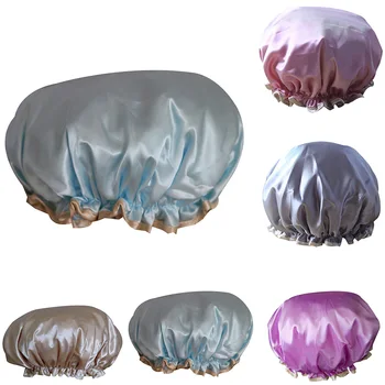 

Beauty Makeup Dustproof Cap Waterproof Padded Shower Hat Imitate Silk Satin Adult Bathing Hat