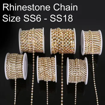 

Top Sale 10 yard/roll Copper Claw With Transparent/white AB Glass Rhinestone Chain Gold Plated DIY Jewelry On Accessoires