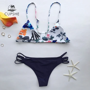 CUPSHE The Fall Floral Yours Bikini Set Women Sexy Halter Two Pieces Swimwear 2020 New Girl Beach Bathing Suits Swimsuits 1
