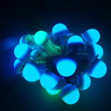 30 мм в диаметре; IP68, красный/зеленый/синий 12 V; WS2811; адресуемых smart led модуль; 0,72 Вт; RGB Полноцветный; молочное покрытие; с прозрачными вставками; провода