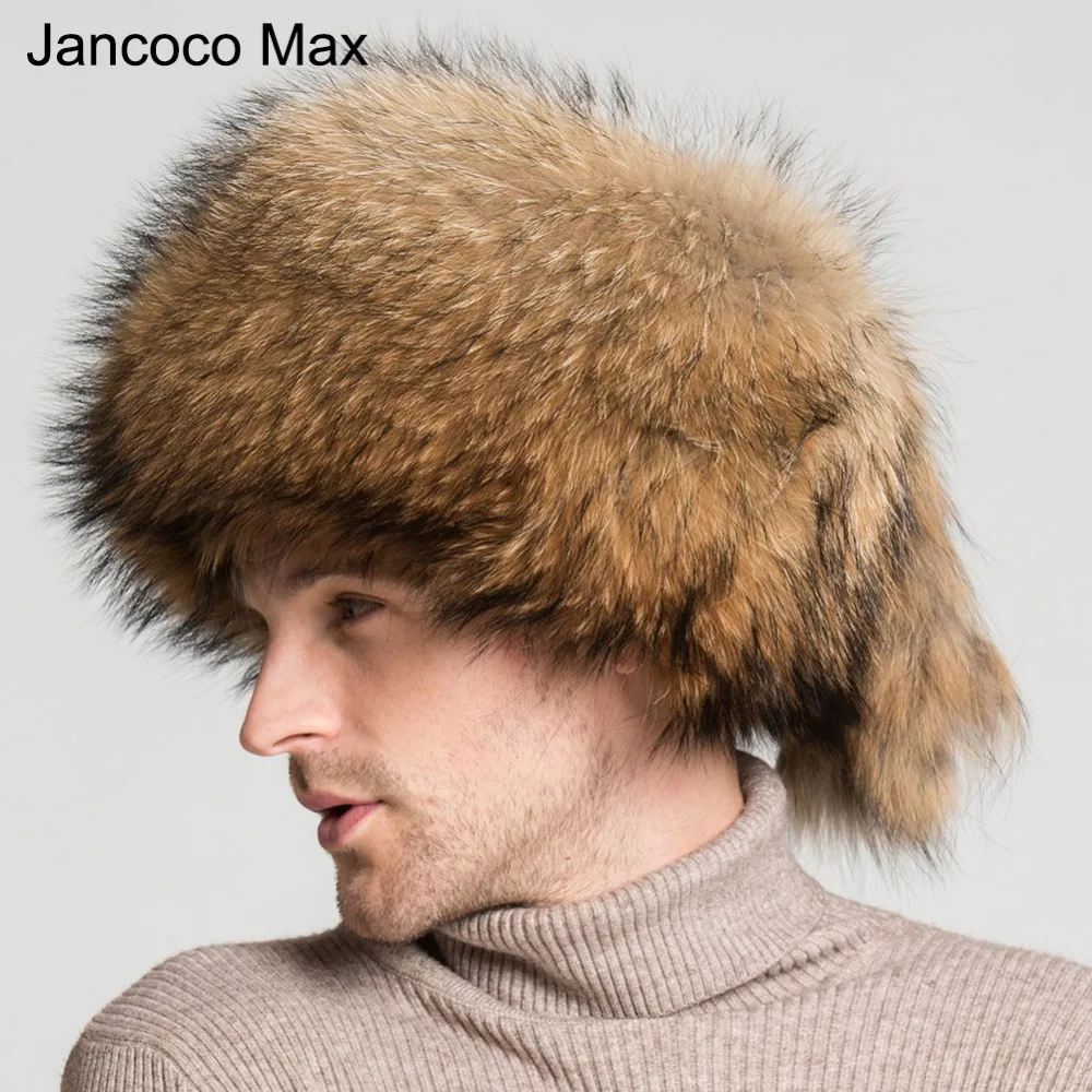 Jancoco Max Новинка натуральный енот мех шапки монгольский Стиль натуральный Весна Зима уличные теплые шапки S3073
