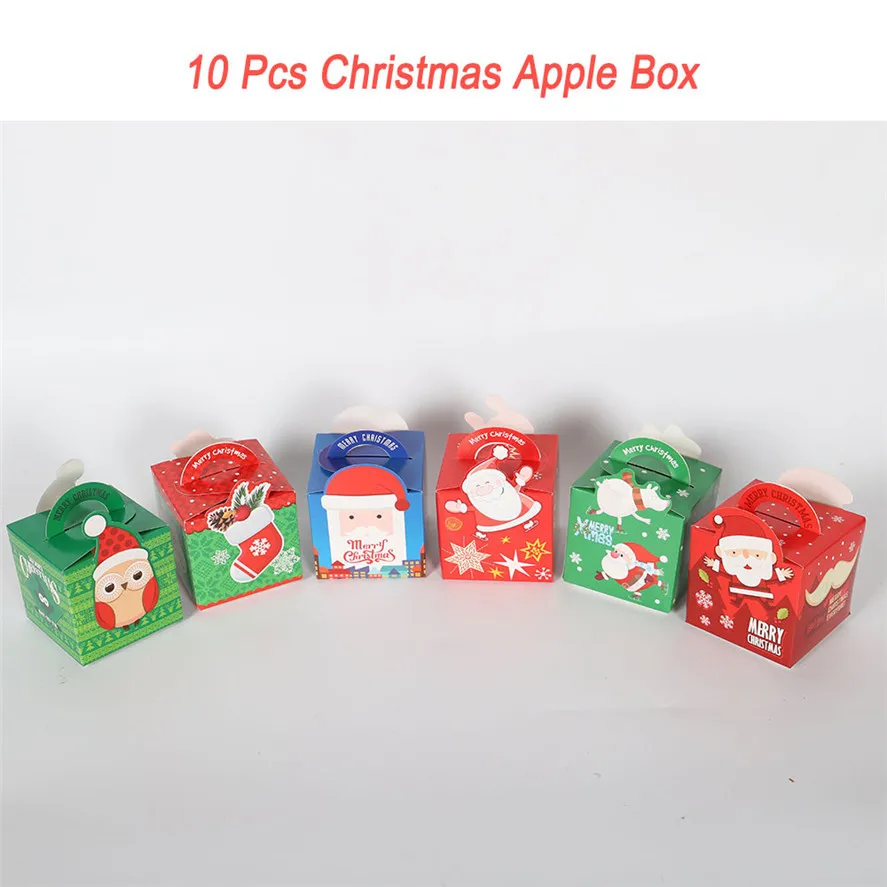 

2017 New 10pcs Christmas Apple Boxes DIY Paper Boxes Xmas Apple Cake Candy Party Box High Quality Christmas Gift Bags
