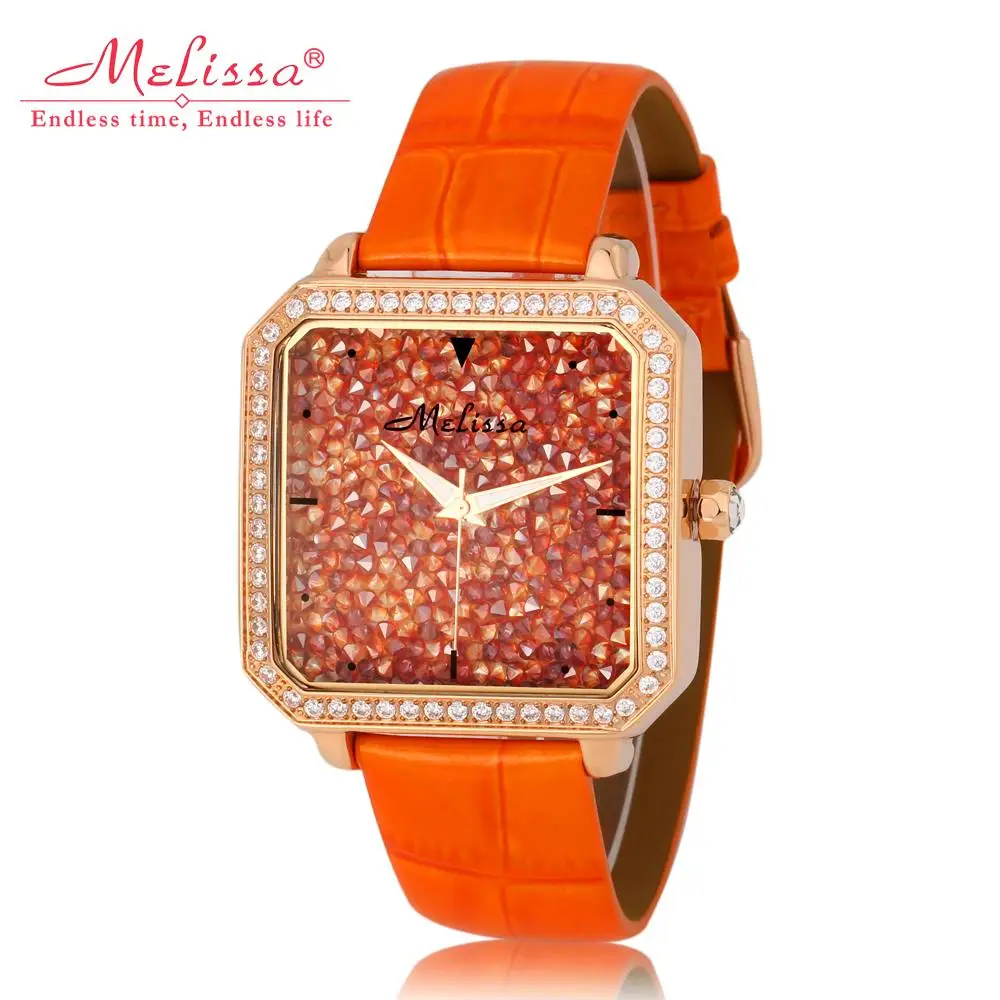 

Luxury Starry Design Women Crystals Watches Brand MELISSA Vintage Square Dress Wrist watch Analog Relogio Feminino Montre F12118