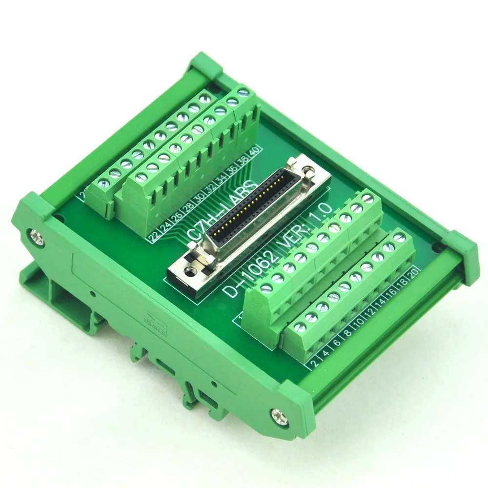 

DIN Rail Mount 40-pin 0.05" Mini D Ribbon/MDR Female Interface Module, SCSI.