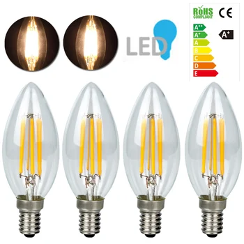 

Dimmable Filament Warm White LED 4/10Pcs AC 220V E14 C35 6W Tungsten Filament Lamp