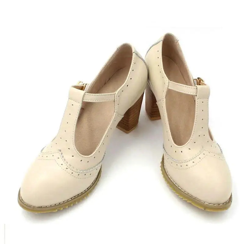 Женская обувь в британском студенческом стиле; сочетающиеся цвета; туфли с Т-образным ремешком ручной работы из натуральной кожи; темно-синие туфли на высоком каблуке; размеры 34-43