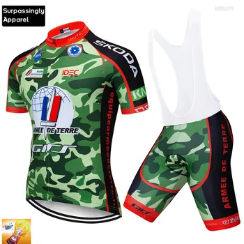 

2019 Teams UCI Camouflage Bike Jersey Quick Dry Mens Bicycle Clothes Short Sleeves Pro Cycling Jerseys 16D Gel Bike Shorts Set