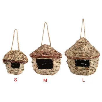 

Straw Bird House Nest Home Hanging Decor durable Birdhouse for Parrot Hamster Small Pets hamster guinea pig Animals Cage