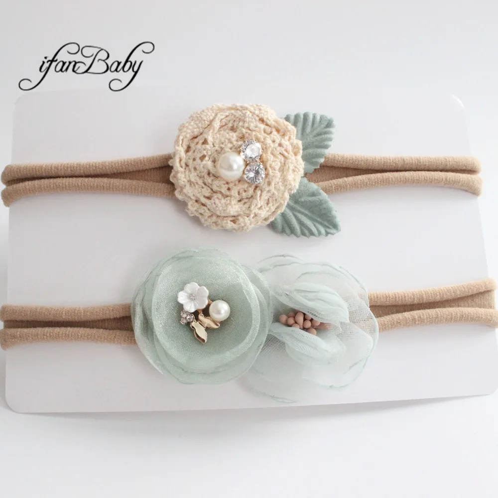 kids girl fabric flower headband nylon headband (8)