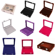 SZanbana, 8 видов цветов, 7 слотов, бархатное кольцо, коробка, органайзер для сережек, ювелирный лоток, запонки для хранения и шоу, чехол с прозрачной стеклянной крышкой