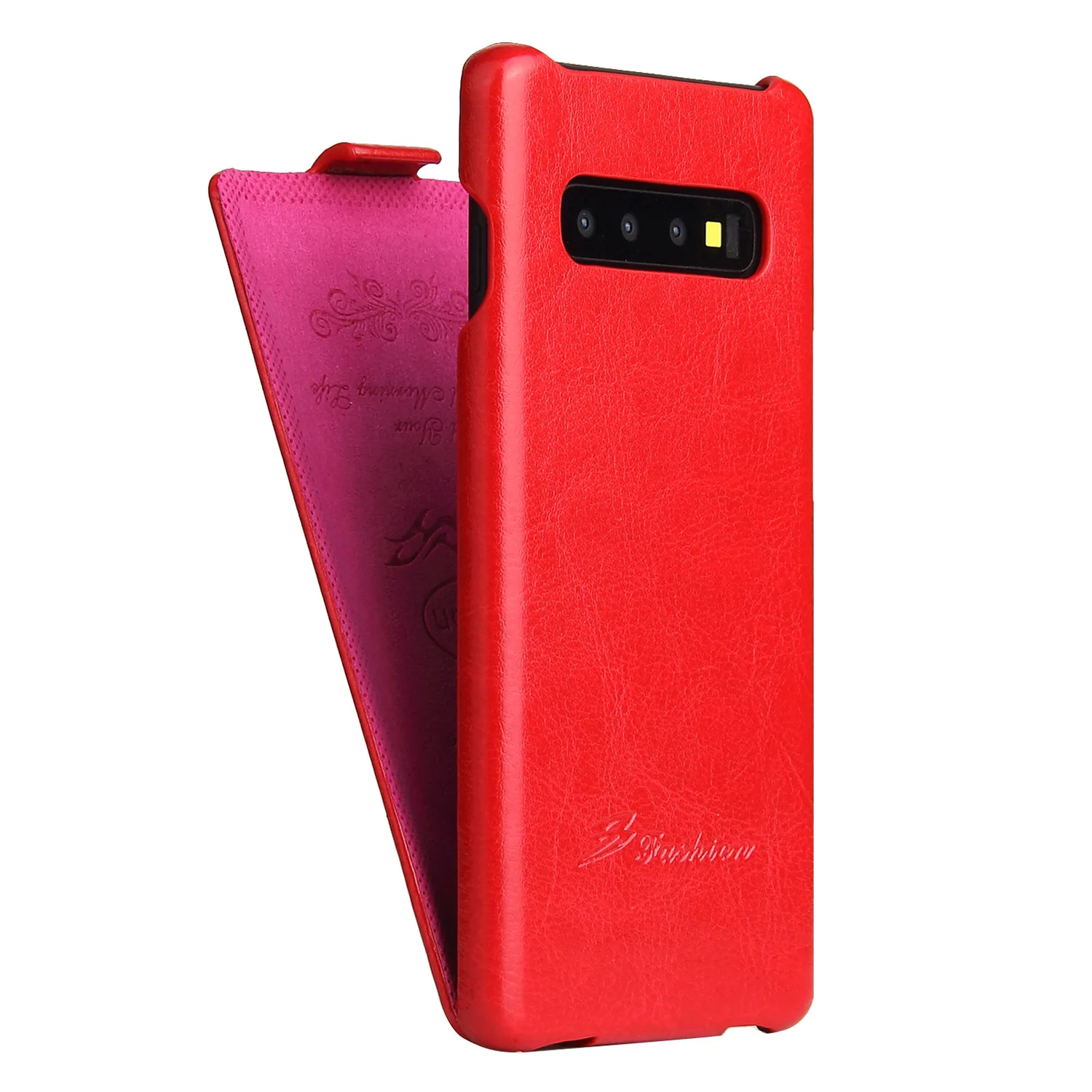 Горячая фиксированная Смешанная кожа Чехол вверх вниз чехол для samsung Galaxy Note 9 8 S9 S10 Plus S8 S7 edge черный Note9 Note8 S7edge S9+ S8 - Цвет: Красный