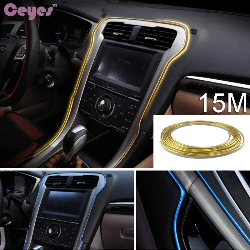 

15M/lot Auto DIY Stickers Universal Decorative Strips Line Car-Styling Flexible Interior Decoration Mouldings Trim Car Styling