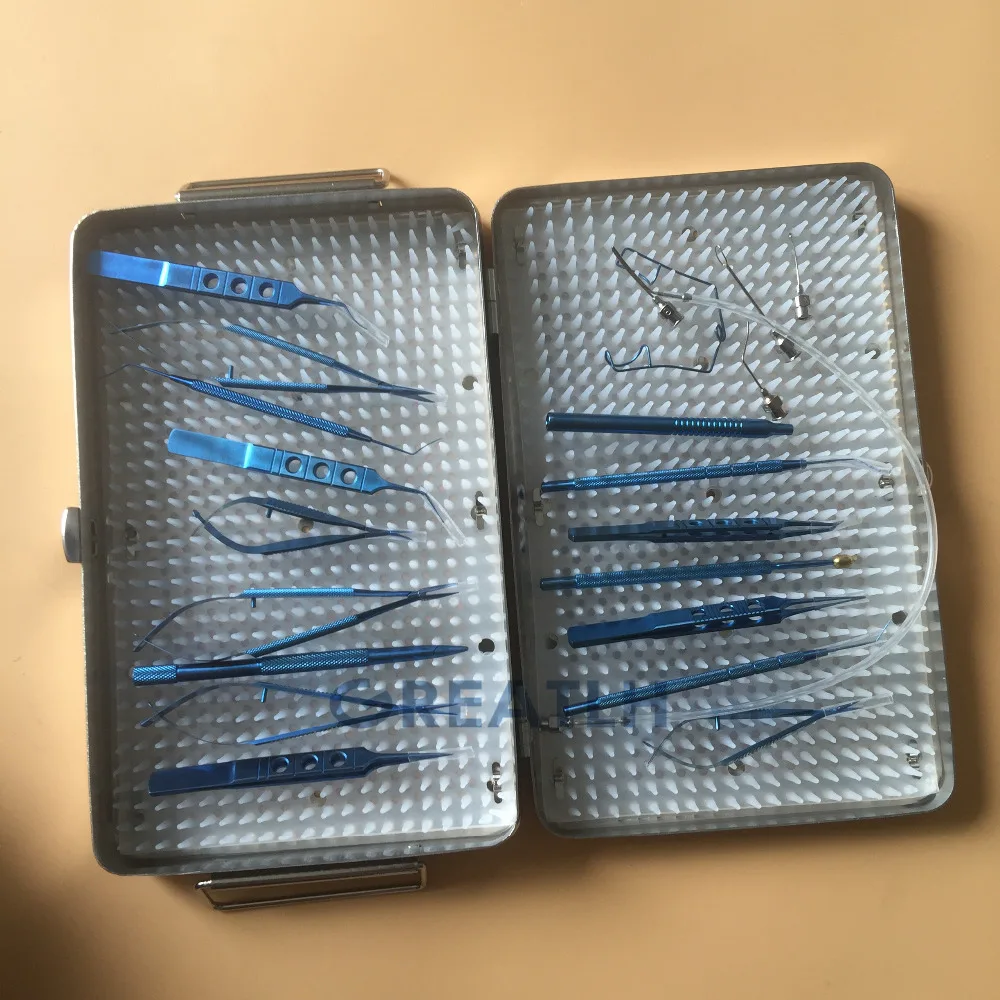 Ophthalmic Instruments sterilization Stainless Steel tray box sterilization Two Layer 21PCS Titanium Cataract Set Tools Ophthalmic Instruments sterilization Stainless Steel tray box sterilization Two Layer 21PCS Titanium Cataract Set Tools
