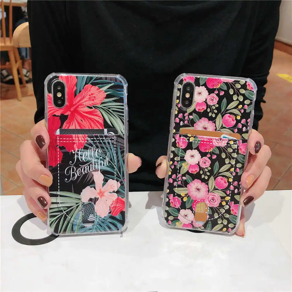 

For Iphone 8 8plus X XR XS Max Fashion shell Iphone 6 6S 3D Relief TPU Case for Iphone 7 7Plus Credit Card Holder Back Cover