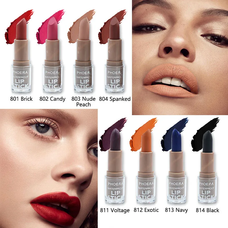 

PHOERA 14 Colors Matt Lip Stick Waterproof Long-lasting Easy To Color Maquiagem Profissional Completa TSLM2