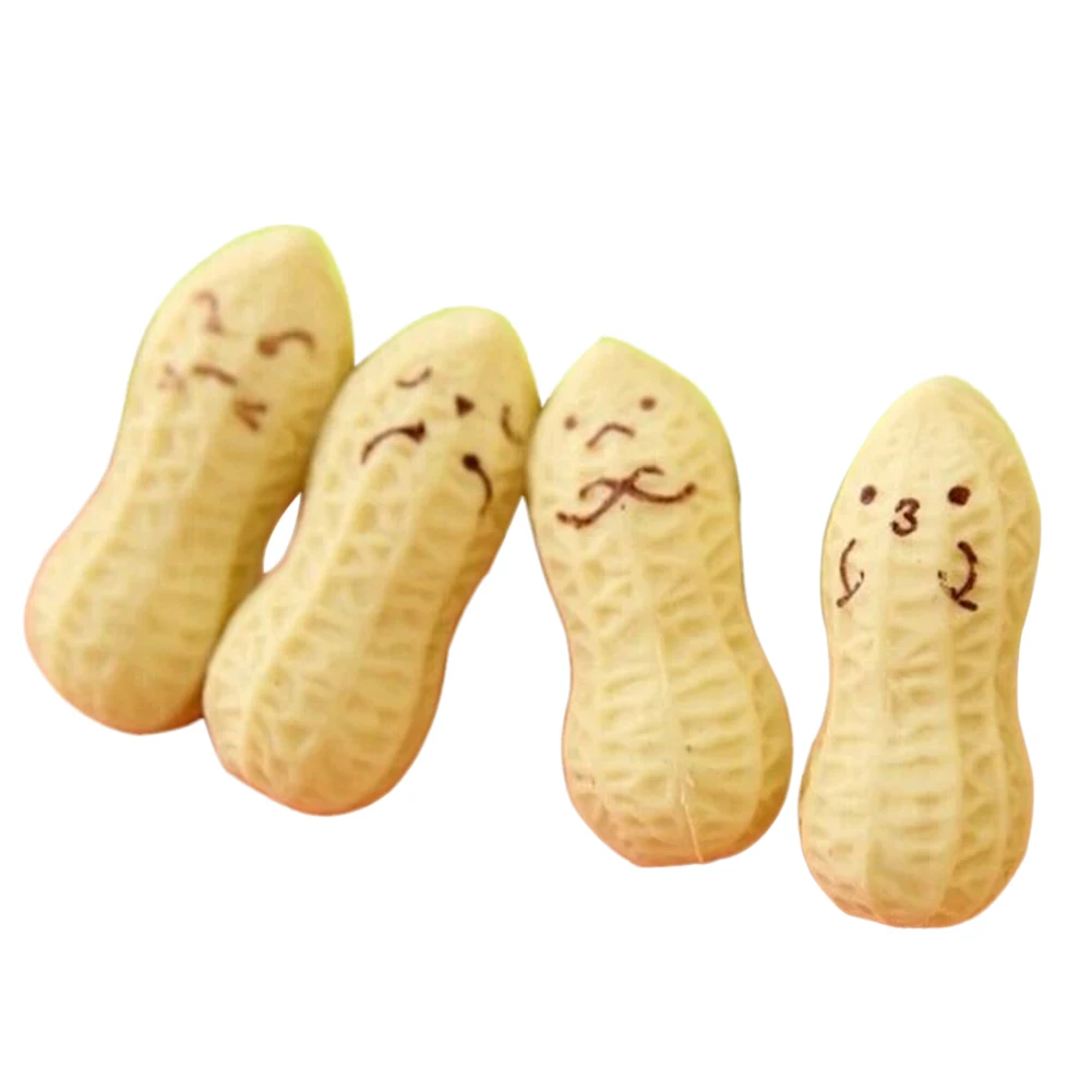 4Pcs Cute Kawaii Peanut Rubber Erasers Cartoon Smile Creative School