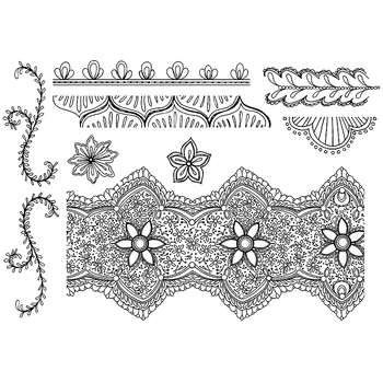 

Indian Lace Borders Transparent Clear Silicone Stamp/Seal for DIY scrapbooking/photo album Decorative clear stamp sheets FXL045