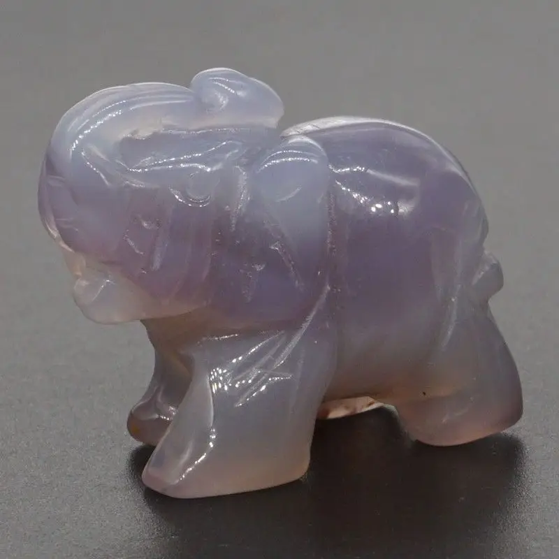 

Elephant Figurines Craft Carved Natural Stone Grey Agate Mini Animal Statue Decor Chakra Healing 1.5 Inch