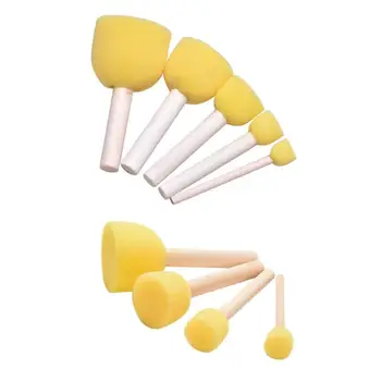 

4/5pcs DIY Circular Children Painting Sponge Brushes Seals Set Paint Graffiti Tool Paint Brush Wooden Handle Seal Sponge Brush